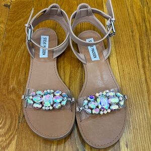 Steve Madden Beige Sandals with Iridescent Gems